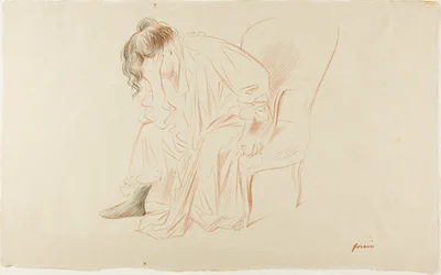 Femme Assise, Tête dans la Main Droite