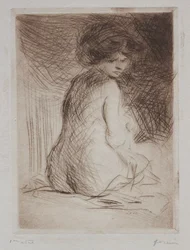 Femme nue assise de dos