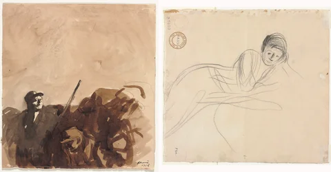 Soldat dans une Tranchée (recto) Femme Allongée (verso)