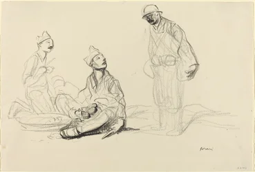 Soldats préparant un repas
