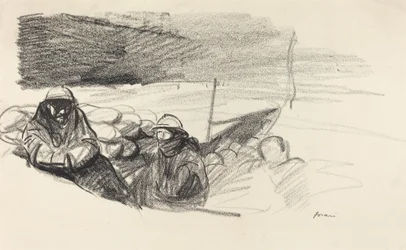 Deux soldats dans une tranchée, vers 1914-1919