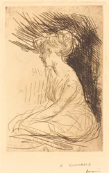 Femme assise de profil