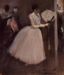 Femme en blanc avec un éventail, vers 1884