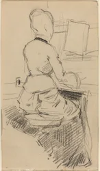 Jeune femme assise au piano [recto], vers 1890