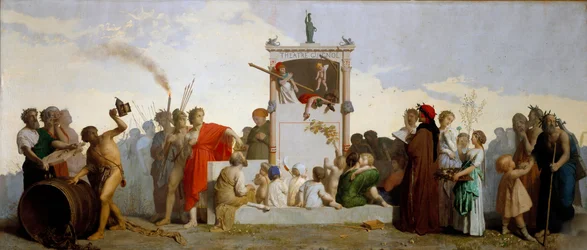 Dante Alighieri, Diogène le Cynique, Socrate et Homère parmi le public