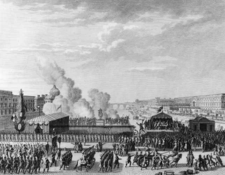 Révolution française : Volontaires au Pont Neuf à Paris, le 22 juillet