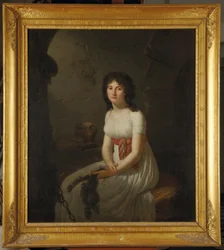 Citoyenne Tallien dans une cellule de la prison de La Force, tenant ses cheveux coupés, 1796