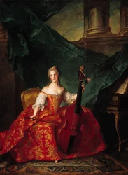 Madame Henriette de France (1727-52) en costume de cour jouant de la viole de gambe, 1754