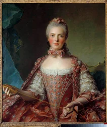 Portrait de Madame Adélaïde de France (1732-1800) faisant des nœuds