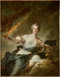 Portrait de la duchesse de Chaulnes, représentée en Hébé, déesse de la Raison (Anne Josephe Bonnier de la Masson, épouse du duc de Chaulnes) représentée avec un aigle symbolisant le dieu Jupiter. Peinture par Jean Marc Nattie