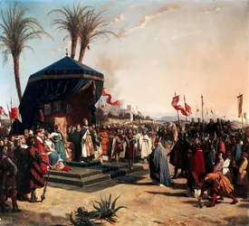 Saint Louis, roi de France recevant Robert Patriarche de Jérusalem à Damiette en 1249