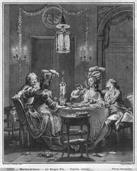 Le Souper Gourmet, gravé par Isidore Stanislas Helman (1743-1809) 1781