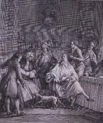 La chambre de toilette du gentleman, gravée par P.A. Martini (1739-97)
