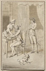 Trois figures avec un chien