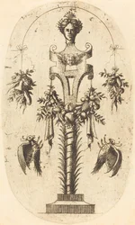 Tête de femme sur un piédestal
