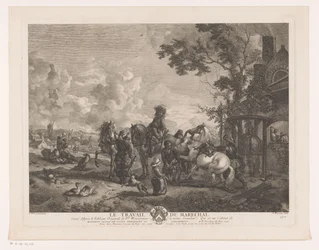 Cavaliers chez un maréchal-ferrant