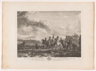 Chasseurs se reposant dans un paysage