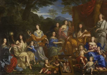 French: Portrait mythologique de la famille de Louis XIV Mythological portrait of Louis XIV and the royal family