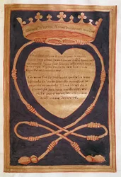 Fol. 61r Le cœur couronné de courage, du compte rendu des funérailles d