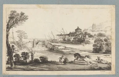 Paysage avec cavalier tombé (Prenten naar tekeningen uit het kabinet Jabach)