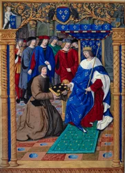 Francesco Petrarca présente son livre au roi de France Louis XII