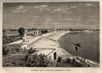 Chandernagor sur les rives du Gange, gravure d