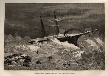 Le navire allemand La Hansa pris dans les glaces, l