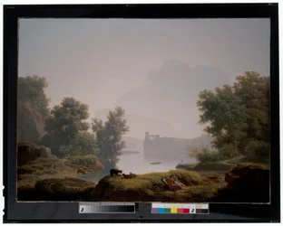 Matin et soir : Un paysage classique avec des bergers, un aqueduc au-delà