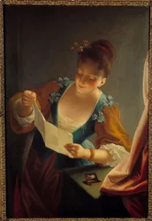 Jeune femme lisant une lettre de Jean Raoux (1677-1734), XVIIIe siècle