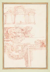 Armurerie, masque et guirlande