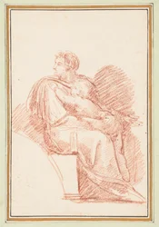 Josias avec Jéchonias dans ses bras, ancêtres du Christ du plafond de la chapelle Sixtine par Michel-Ange