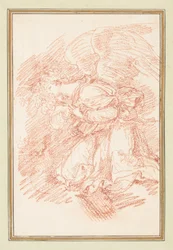 Figure ailée agenouillée