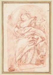 Figure féminine assise dans une niche