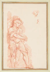 Soldat en Costume Antique avec Études de Profil