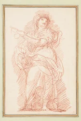 Figure féminine debout pointant