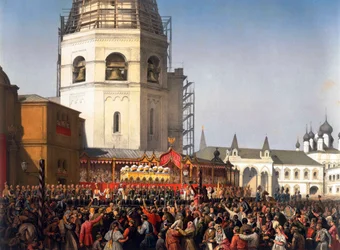 Procession après le couronnement du tsar Alexandre II de Russie, Moscou, 1856.