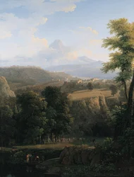 Une procession cérémoniale dans un paysage étendu