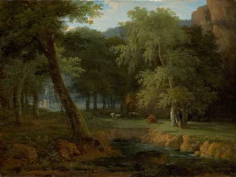 Scène de forêt avec des nymphes et une Herm, vers 1810 (huile sur toile)