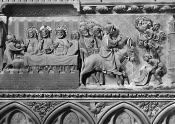 Cathédrale, intérieur, jubé, mariage à Cana, entrée du Christ à Jérusalem, vers 1340-51