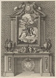 Cheminée avec une Peinture de Louis XIV au-dessus du Manteau, de 