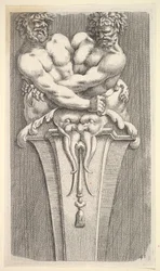 Conception pour un terme avec deux figures bacchiques, de: Curieuses recherches de plusieurs beaux...