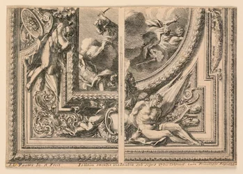 Feuille avec Deux Conceptions pour Décorations de Plafond, de "Plafons à la Romaine"
