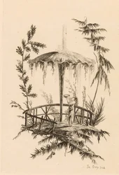 Fontaine chinoise dans un paysage