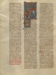 Gauvain et Blioberis rencontrent un chevalier au bouclier rouge