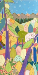 Forêt de montagne haute en couleur