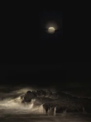 Paysage marin lunaire brumeux