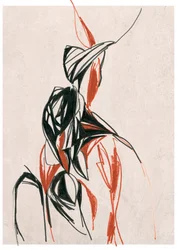 Forme dynamique rouge et noire