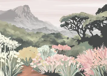 Paysage de montagne en fleurs