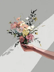 Des fleurs à la main