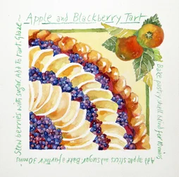 Tarte aux pommes et aux mûres, 2014 (aquarelle)